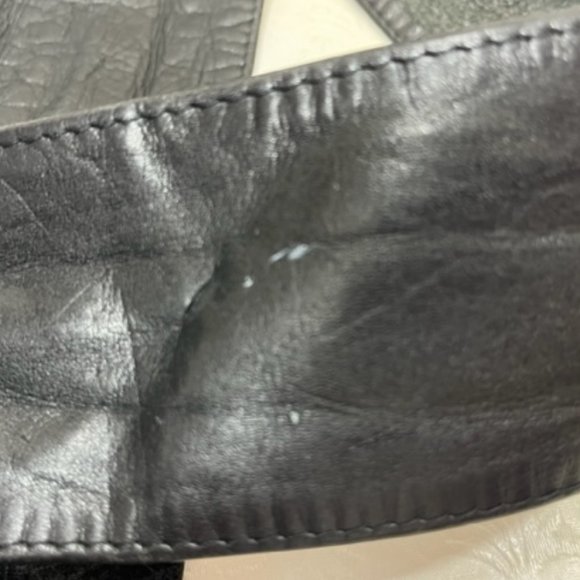 Vintage Handmade Black Leather Wide Belt 35" - Picture 11 of 11